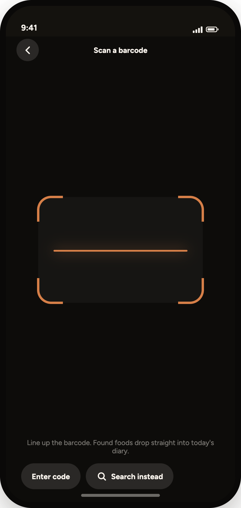 GymTrack barcode scanner framing a product label